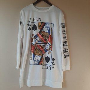 Queen Of Spades Long Sleeve Oversized Shirt